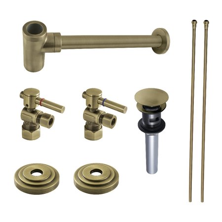 KINGSTON BRASS Plumbing Sink Trim Kit with Bottle Trap and Overflow Drain, Antique Brass CC53303DLTRMK2